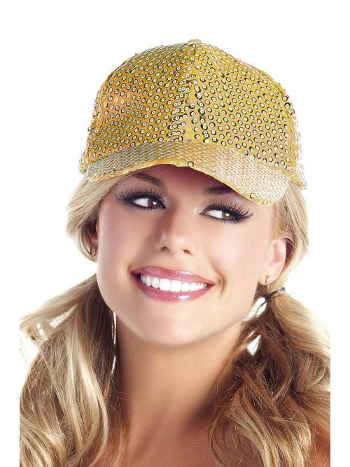 Sequin Baseball Hat Gold